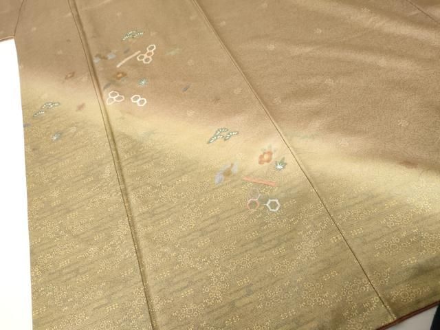 平和屋着物●訪問着 刺繍 吉祥花松文 暈し染め 金彩 正絹 逸品 AABN0659cs