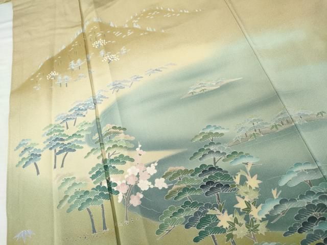 平和屋着物●訪問着 友禅 作家物 松竹梅風景文 暈し染め 正絹 逸品 AABN0660cs