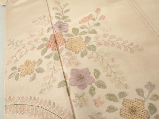 平和屋着物●中国三大刺繍 汕頭刺繍 スワトウ刺繍 総刺繍 訪問着 草花文 暈し染め 正絹 逸品 AABN0671cs