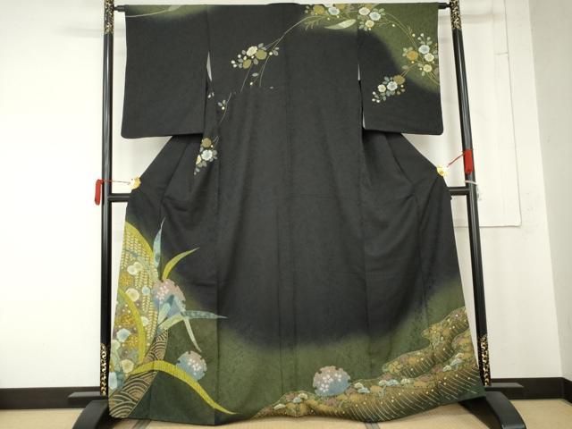 平和屋着物●訪問着 辻が花 おぼろ染 重ね絞り 雪輪花文 暈し染め 金彩 正絹 逸品 AABN0674cs