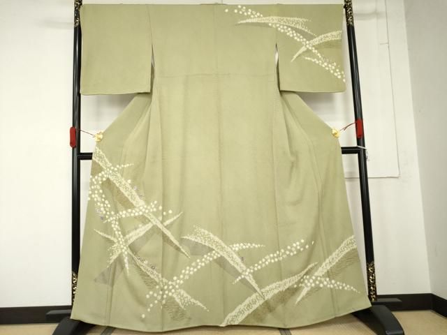 平和屋着物●訪問着 絞り 刺繍 花唐草文 金銀彩 正絹 逸品 AABN0675cs