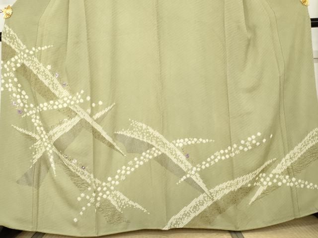 平和屋着物●訪問着 絞り 刺繍 花唐草文 金銀彩 正絹 逸品 AABN0675cs
