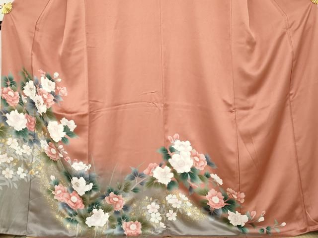 平和屋着物●訪問着 草花文 暈し染め 金彩 正絹 逸品 AABN0682cs