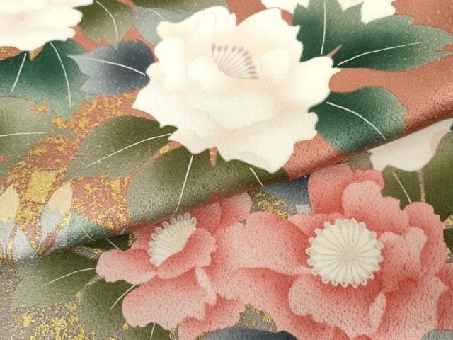 平和屋着物●訪問着 草花文 暈し染め 金彩 正絹 逸品 AABN0682cs