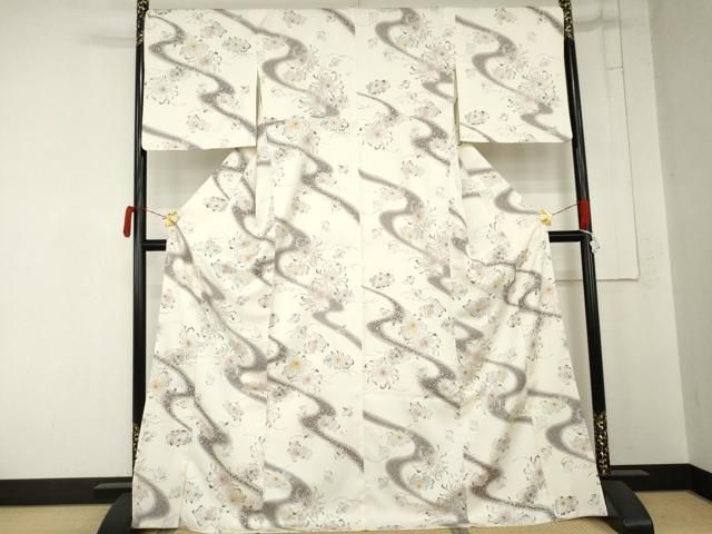 平和屋着物●小紋 流水花文 乱菊 暈し染め 洗える着物 AABN0685cs