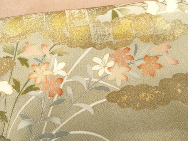 平和屋着物●訪問着 松竹梅文 暈し染め 金彩 正絹 逸品 AABN0689cs