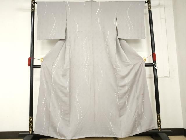 平和屋着物●絞り伝統工芸士 平田嘉和 小紋 絞り 流水文 正絹 逸品 AABN0692cs