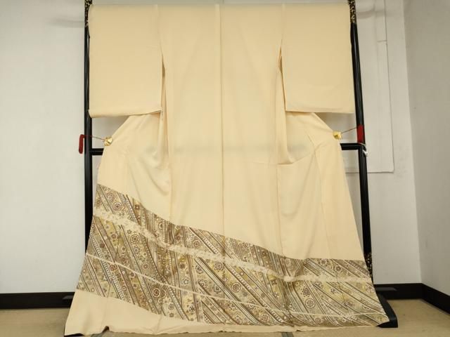 平和屋着物●色留訪問着 駒刺繍 花唐草文 金彩 丹後ちりめん 仮絵羽 正絹 逸品 未使用 AABN0694cs