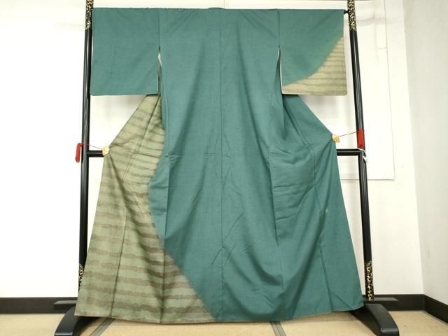 平和屋着物●五月みどりプロデュース 結城紬地 訪問着 寿光織 霞文 金糸 正絹 逸品 AABN0695cs