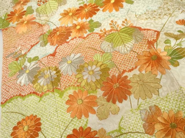 平和屋着物●豪華振袖 総刺繍 駒刺繍 絞り 雲重ね花文 金銀彩 金銀糸 正絹 逸品 AABN0696cs