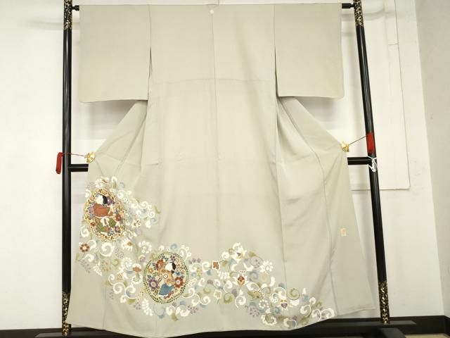 平和屋着物●豪華色留袖 友禅 作家物 童子更紗花唐草文 正絹 逸品 AABN0697cs