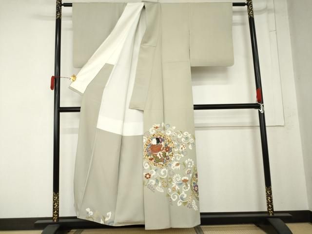 平和屋着物●豪華色留袖 友禅 作家物 童子更紗花唐草文 正絹 逸品 AABN0697cs