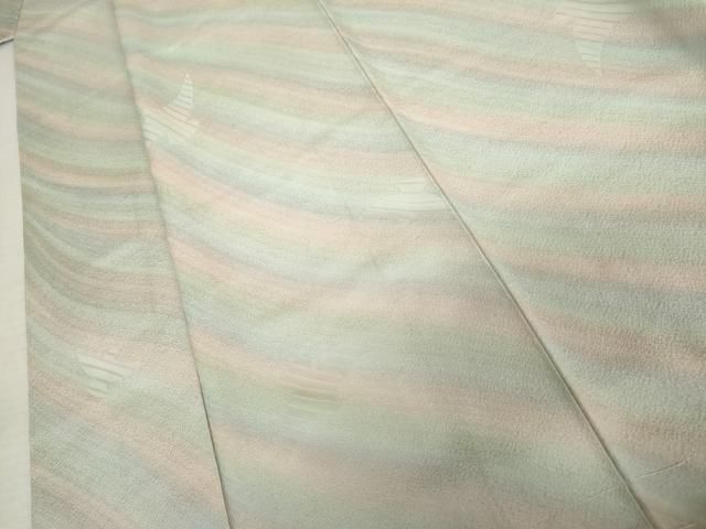 平和屋着物●染色作家 斉藤三才 小紋 斜縞 暈し染め 正絹 逸品 AABN0716cs