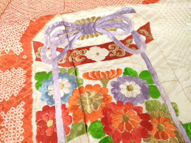 平和屋着物●豪華振袖 総絞り 刺繍 貝桶花文 正絹 逸品 AABN0722ck