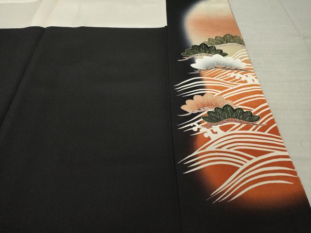 平和屋着物●豪華黒留袖 駒刺繍 地紙吉祥花鳥文 暈し染め 金彩 正絹 逸品 AABN0727ck