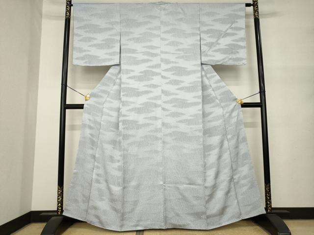 平和屋着物●十日町 名門青柳謹製 小紋 杢目絞り やまと金ラベル 反端付き 正絹 逸品 未使用 AABN0728ck
