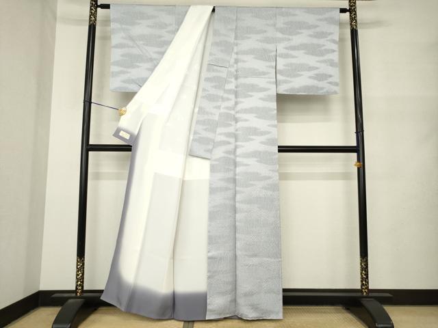 平和屋着物●十日町 名門青柳謹製 小紋 杢目絞り やまと金ラベル 反端付き 正絹 逸品 未使用 AABN0728ck