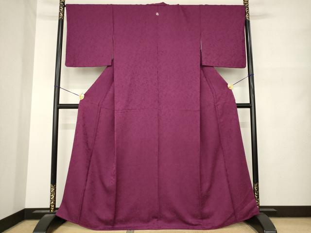 平和屋着物●上質な色無地 草花地紋 暗紅色 さが美扱い 正絹 逸品 AABN0730ck