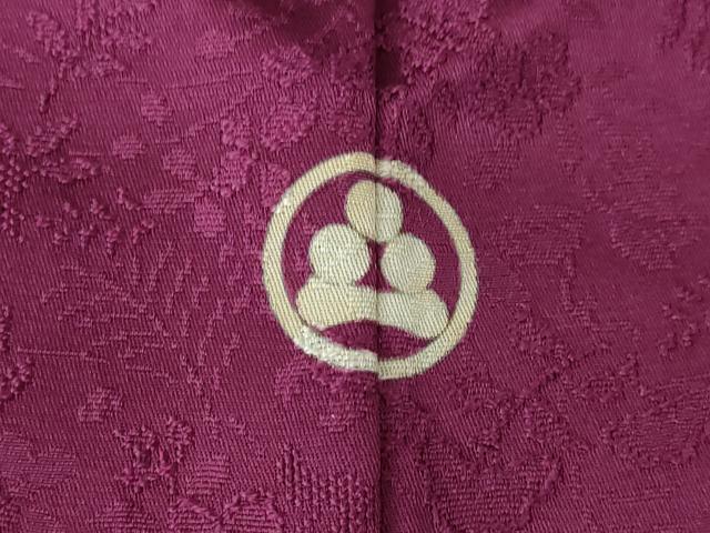 平和屋着物●上質な色無地 草花地紋 暗紅色 さが美扱い 正絹 逸品 AABN0730ck