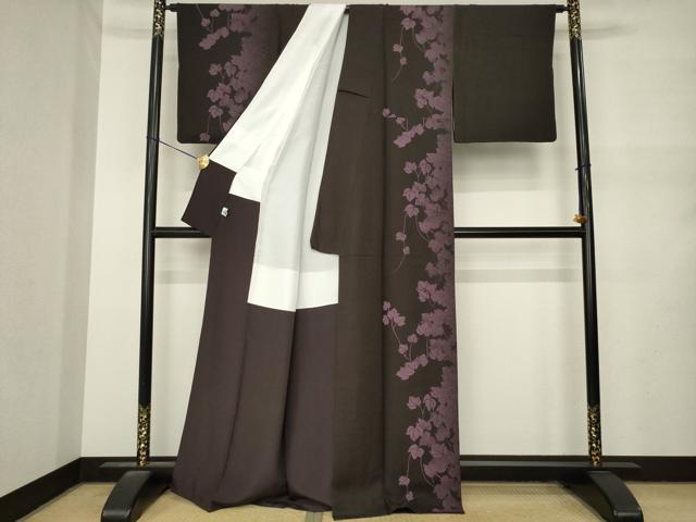 平和屋着物●訪問着 蔦草シルエット 正絹 逸品 AABN0733ck