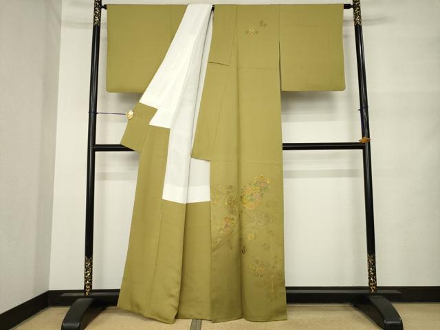 平和屋着物●訪問着 総刺繍 雲取り花文 金銀糸 正絹 逸品 AABN0736ck