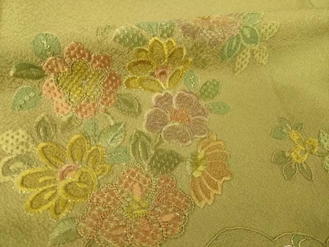 平和屋着物●訪問着 総刺繍 雲取り花文 金銀糸 正絹 逸品 AABN0736ck