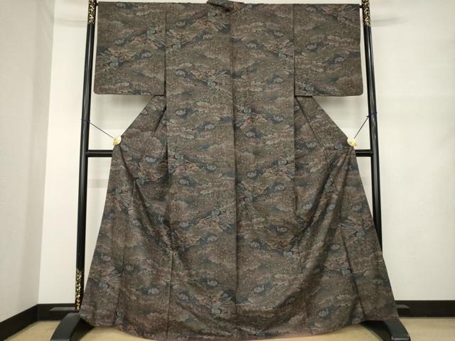 平和屋着物●都喜ヱ門 本場大島紬 9マルキ 花鳥文 藤絹織物謹製 正絹 逸品 AABN0740ck