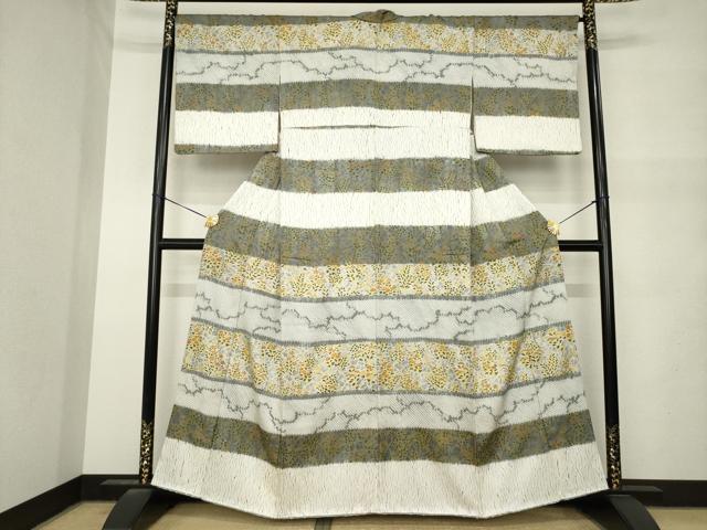 平和屋着物●訪問着 総絞り 横段花文 金彩 さが美扱い 正絹 逸品 AABN0744ck