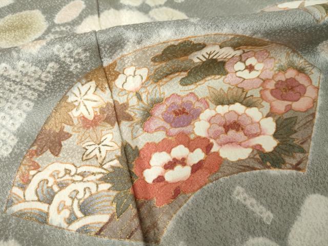 平和屋着物●訪問着 絞り 地紙花文 金彩 松坂屋扱い 正絹 逸品 AABN0746ck