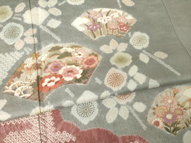 平和屋着物●訪問着 絞り 地紙花文 金彩 松坂屋扱い 正絹 逸品 AABN0746ck