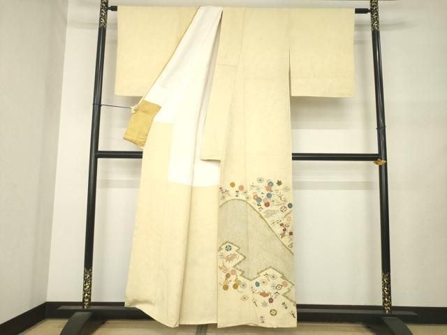 平和屋着物●豪華色留袖 絞り 駒刺繍 宝尽くし 金彩 正絹 逸品 AABN0760ck