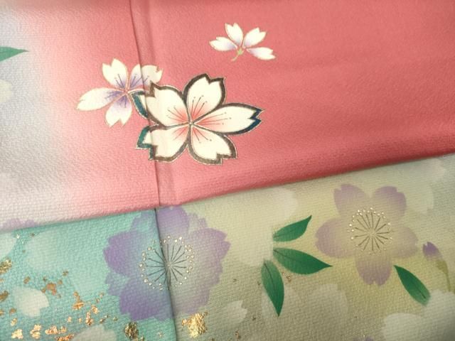 平和屋着物●豪華振袖 舞桜文 暈し染め 金銀彩 正絹 逸品 AABN0761ck
