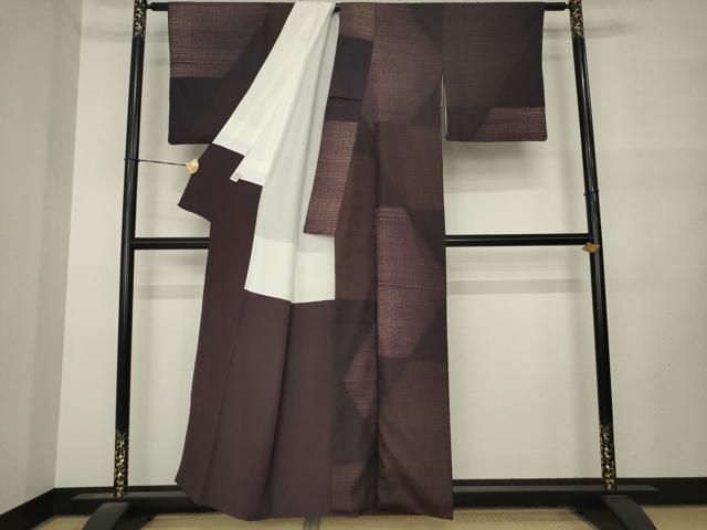 平和屋着物●上質な紬 絞り 市松文 正絹 逸品 AABN0763ck