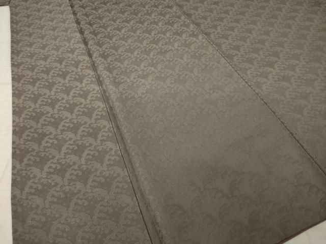平和屋着物●上質な色無地 立波地紋 銀煤竹色 正絹 逸品 AABN0767ck