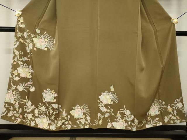 平和屋着物●訪問着 草花文 金銀彩 正絹 逸品 AABN0771ck