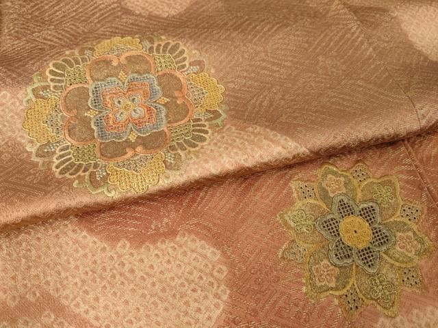 平和屋着物●中国三大刺繍 汕頭刺繍 スワトウ刺繍 総刺繍 訪問着 絞り 道長花文 正絹 逸品 AABN0776ck