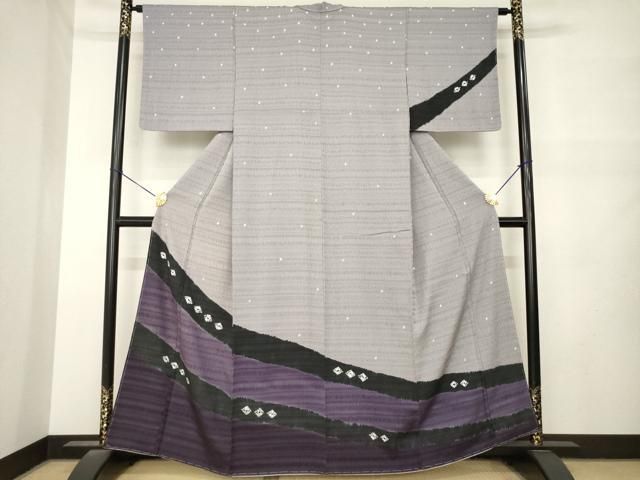 平和屋着物●訪問着 絞り 幾何学文様 正絹 逸品 未使用 AABN0788ck