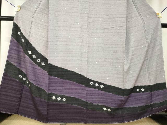 平和屋着物●訪問着 絞り 幾何学文様 正絹 逸品 未使用 AABN0788ck