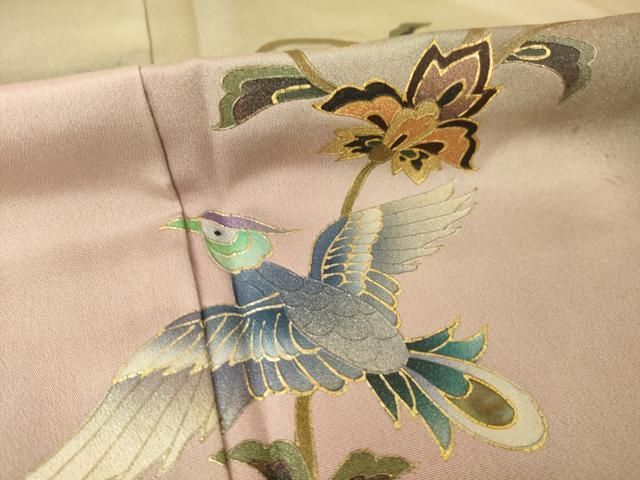 平和屋着物●訪問着 作家物 更紗花鳥文 暈し染め 金銀彩 正絹 逸品 AABN0789ck