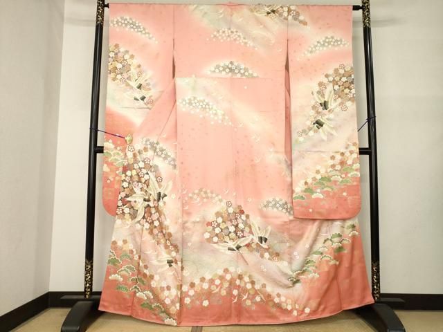 平和屋着物●豪華振袖 飛鶴花文 正絹 逸品 AABN0795ck