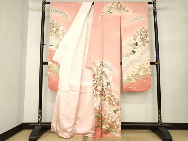 平和屋着物●豪華振袖 飛鶴花文 正絹 逸品 AABN0795ck
