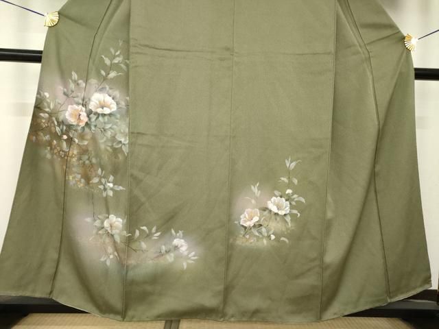 平和屋着物●訪問着 手描き 草花文 正絹 逸品 AABN0801ck