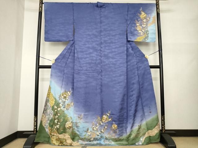 平和屋着物●螺鈿作家 甲斐泰造 訪問着 螺鈿 花丸文 暈し染め 金銀彩 正絹 逸品 AABN0803ck