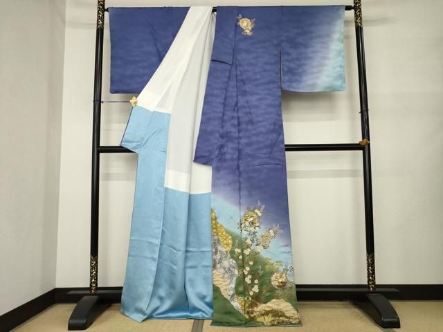 平和屋着物●螺鈿作家 甲斐泰造 訪問着 螺鈿 花丸文 暈し染め 金銀彩 正絹 逸品 AABN0803ck