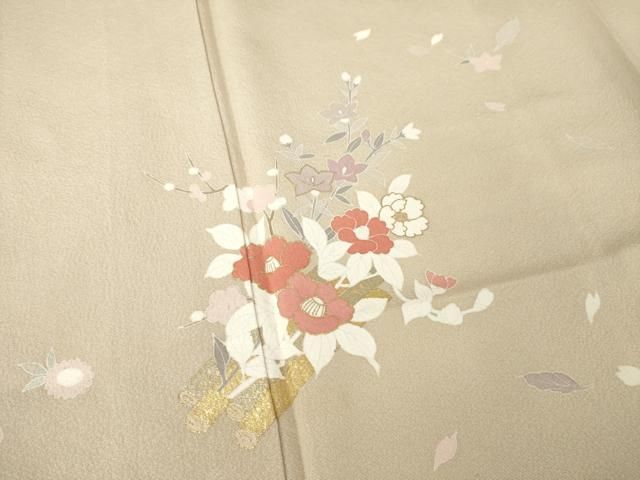 平和屋着物●訪問着 花筏文 金彩 正絹 逸品 AABN0806ck