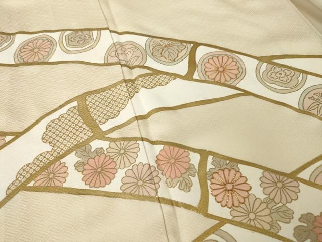 平和屋着物●訪問着 駒刺繍 竹取花丸文 金彩 正絹 逸品 AABN0809ck