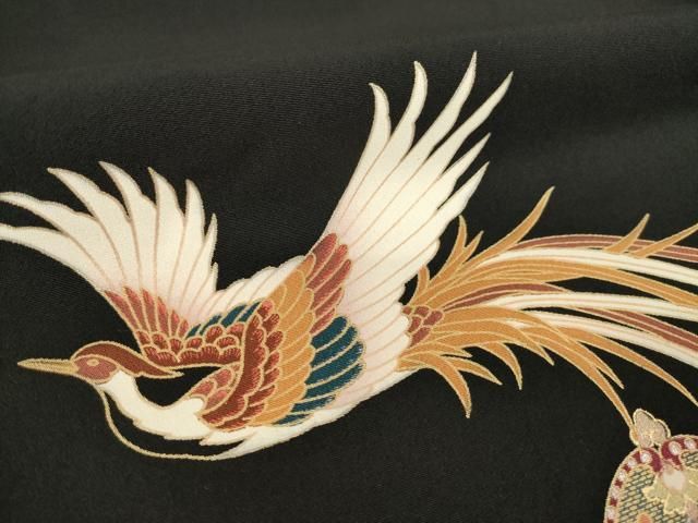 平和屋着物●豪華黒留袖 鳳凰花文 正絹 逸品 AABN0813ck