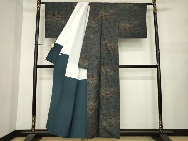 平和屋着物●本場大島紬 9マルキ 風景文 正絹 逸品 AABN0822ck