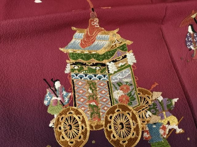 平和屋着物●豪華振袖 刺繍 山車人物文 暈し染め 金糸 正絹 逸品 AABN0838ck
