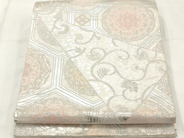 平和屋着物◎六通柄袋帯 亀甲花文 金銀糸 正絹 逸品 AABN0841ps